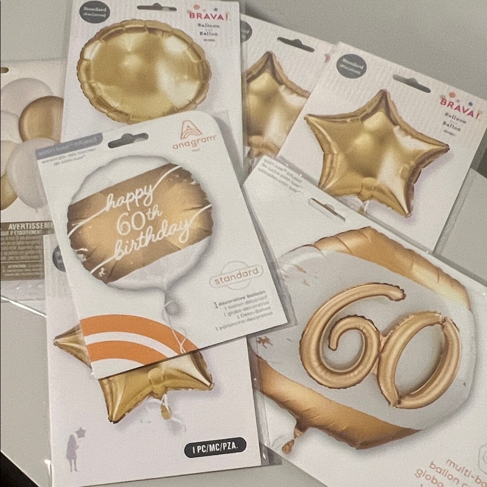 Gold and White 60th Birthday Balloon Set